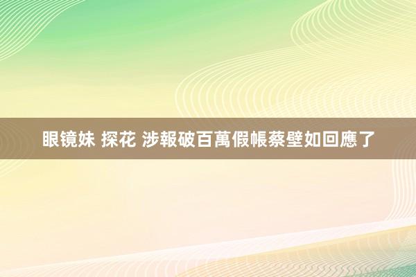 眼镜妹 探花 涉報破百萬假帳　蔡壁如回應了